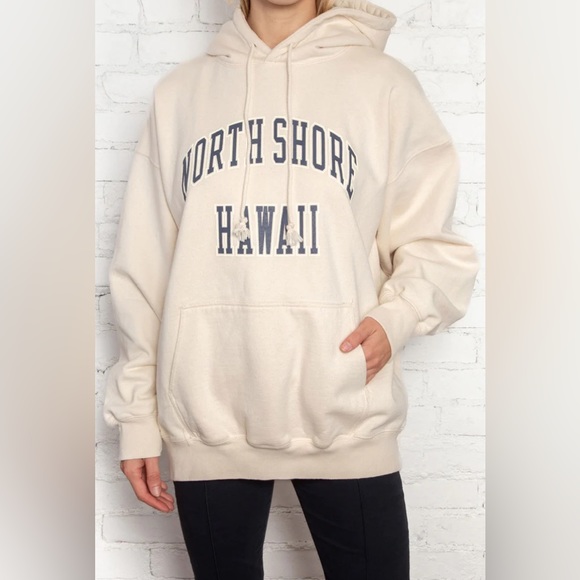 Brandy melville oversized cream Christy north shores hawaii hoodie - Picture 2 of 6